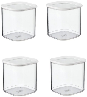 Mepal | Modula Vorratsdosen Set 1500 ml | 4-teilig | Weiß | Transparent mit weißem Deckel für klare Sicht | Frischhaltequalität | Stapelbar und platzsparend | Ideal für Küche und Vorratsraum