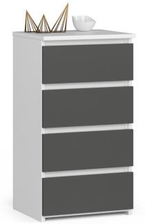 Home Collective Kommode 40 cm breit Holz Highboard Sideboard für Flur Schlafzimmer Wohnzimmer (Mehrzweckschrank Schrank schmal Kommode Schlafzimmer mit Schubladen), Kinderzimmer Organizer, 73 cm hoch mit 4 Schubladen weiß-grau