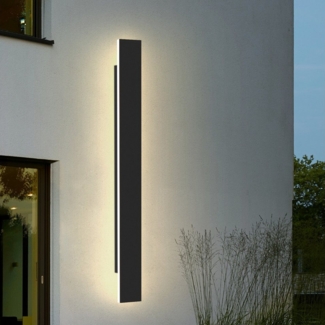 ZMH LED Außen-Wandleuchte Innen/Außen: 100CM Aussenlampe 26W 4000K Schwarz für Hauswand, LED fest integriert, 4000k, IP65 Wasserdicht Treppenbeleuchtung Schlafzimmer Treppenhaus
