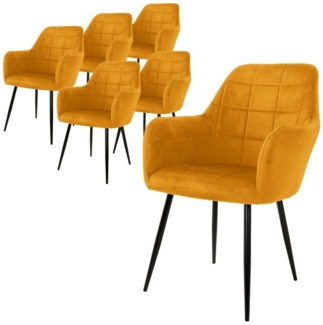 ML-DESIGN Stuhl Esszimmerstuhl ergonomisch & gepolstert, Esstischstuhl mit Rückenlehne (6 St), Wohnzimmerstuhl Senf Samtbezug Küchenstuhl Polsterstuhl