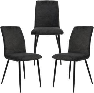 Moderne Esszimmerstühle mit Stoffbezug - bequeme Esstischstühle mit abgesteppter Vorderseite - gepolsterte Küchenstühle mit gebogener Rückenlehne für mehr Sitzkomfort Anthrazit 3 St.
