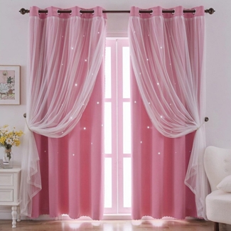 FOUORTUNATE-BEE Gardine Vorhänge Blickdicht Kinderzimmer Halbtransparent, (2 St), Geeignet für Schlafzimmer und Wohnzimmer