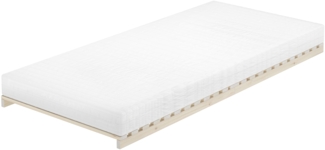 Niederflurbett metallfrei überlang 90x220 Lattenrost, Fichte unbehandelt V-60.97-09-220mit Matratze