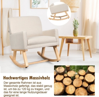COSTWAY Schaukelstuhl, gepolstert, aus Massivholz, bis 150kg belastbar