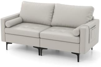 COSTWAY 2-Sitzer, Sofa, 2 tlg, gepolstert, mit Rückenkissen & Lehne,150cm