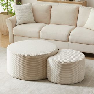 STILVORA Couchtisch aus Schaumstoff,2er-Set Kaffeetisch Wohnzimmerset keine Montage (2-teiliges gepolstertes, vielseitig als Couchtisch & Ottoman)