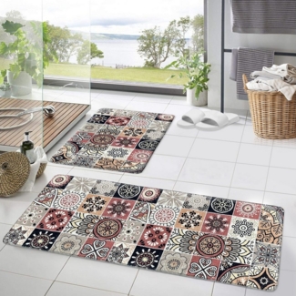 HOMELUX Badematte Badematte Badvorleger Badteppich Duschvorleger Set, Rutschfester Gummi, Lichtecht, Schallschluckend, Ruschsicher, Polyester, Größe: 50x160 cm+50x80 cm
