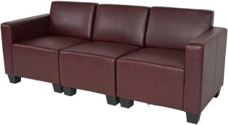 Modular 3-Sitzer Sofa Couch Lyon, Kunstleder ~ rot-braun