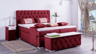 Meisterbetten Boxspringbett Jana 120x220 in VS-Weinrot, Matratzenbezug Nano, Ergoflex-Topper