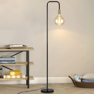 ZMH Stehlampe Wohnzimmer Vintage Standleuchte Schwarz Gold mit Fußschalter Industrial Metall Stehleuchte Design Wohnzimmerlampe für Schlafzimmer Büro