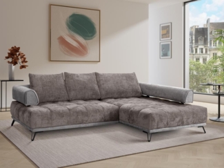 Vente-unique - Ecksofa - Ecke rechts - Stoff & Samt - Grau - NIVORIA