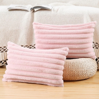 Kissenbezüge 2er Set Flauschig Plüsch Deko Dekokissen Sofakissen Zierkissenbezüge 50*30cm Sofakissen Couchkissen Bezug Sofa Schlafzimmer Reißverschluss,Rosa