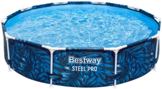 Steel Pro™ Frame Pool ohne Pumpe Ø 305 x 66 cm, tropisches Blatt-Design, rund
