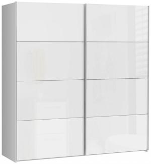 Schwebetürenschrank Kleiderschrank Schrank 200cm weiß Hochglanz 2-türig