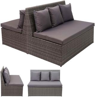 2er-Set Poly-Rattan 2er Sofa HWC-G16, Lounge-Gartenbank Sitzbank Sessel, Gastronomie 120cm ~ grau, Kissen dunkelgrau