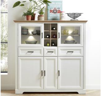 Highboard >Jasmin< in Pinie-Hell aus Metall - 143x150x42cm (BxHxT)