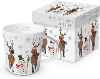 PPD Becher Schneemann Trendbecher, Rentier, Schneeflocken Mug Porzellan, Weinachten, Winter Kollektion, ideal als Geschenk