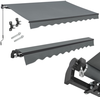 Juskys Markise - Gelenkarmmarkise mit Kurbel & Halterung, Grau, 250x200 cm