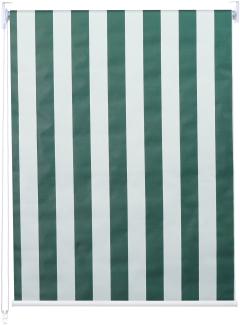 Rollo HWC-D52, Fensterrollo Seitenzugrollo Jalousie, 100x160cm Sonnenschutz Verdunkelung blickdicht ~ grün/weiß