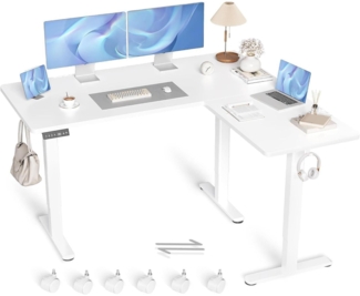 Höhenverstellbarer Eckschreibtisch 160x140cm Dual-Motor, L-Form