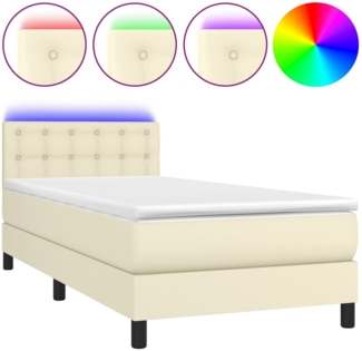 vidaXL Boxspringbett mit Matratze & LED Creme 100x200 cm Kunstleder 3134209