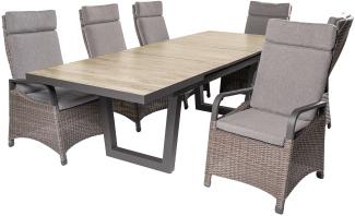 LC Garden 'Komido' Dining Set I omega braun Garten Sitzgruppe aus handgeflochtenem Polyrattan inkl. Sitzkissen