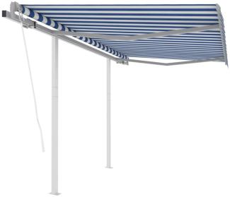 Gelenkarmmarkise Automatisch mit Pfosten 3x2,5 m Blau Weiß