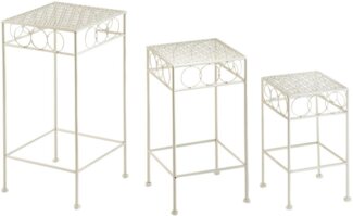locker Blumenhocker (3er-Set), eckig aus Metall, antique cream