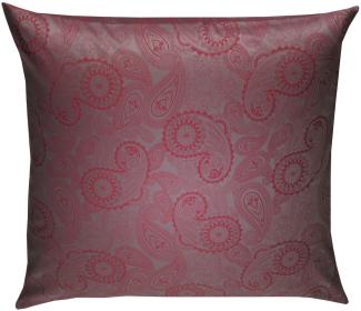 Bettwaesche-mit-Stil Mako-Satin Damast Paisley Bettwäsche "Davos" rot- grau Kissenbezug 80x80 cm