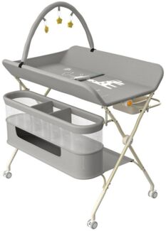 JEOBEST Wickeltisch Baby Wickelkombi, Wickelauflage Mit Spielbogen Baby, Trendy, (1-tlg), Mobil, Mit Bremse,5-fach höhenverstellbar,Klappbar