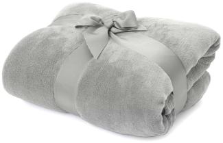 Lumaland Kuscheldecke Coral-Fleece 220x240 cm hellgrau