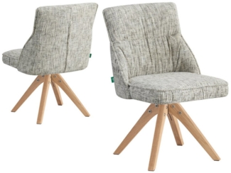 DUBI Möbel Polsterstuhl TALINA, 360° drehbar Massivholz Eiche Natur 2er-Set