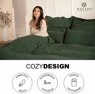 MAGANO Bettwäsche Set, Premiumqualität, Hypoallergen, Knitterarm, Himmlisch weich, Cozy Design: 3cm Stehsaum am Kissenbezug