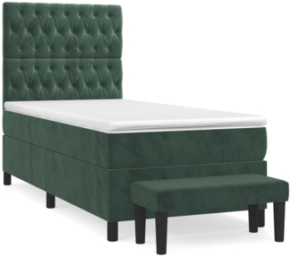 vidaXL Boxspringbett mit Matratze Dunkelgrün 90x200 cm Samt 3138004