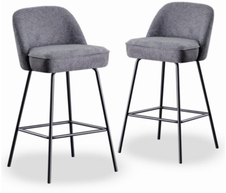 JYMTOM Barhocker Gepolsterter Sitz mit Federkern, Sitzfläche aus Leinen und Textilien (2 St), Metallbeine, für Bar, Theke, Küche, Esszimmer und Bistro geeignet