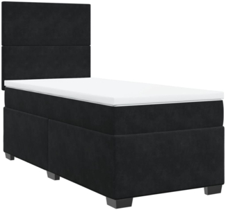 vidaXL Boxspringbett mit Matratze Schwarz 100x200 cm Samt 3290830