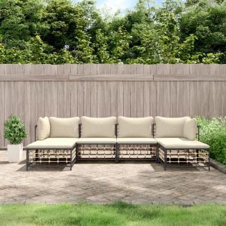 vidaXL 6-tlg. Garten-Lounge-Set mit Kissen Anthrazit Poly Rattan 3186778