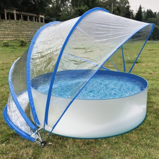 Steinbach Cabrio Dome Ø 440x220 cm blau - Gartendach & Pooldach für Aufstellpools