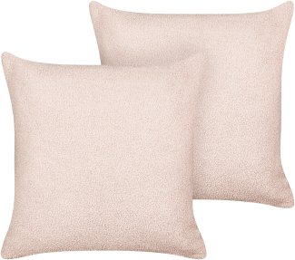 Kissen 2er Set Ohne Muster LEUZEA Bouclé 45 x 45 cm Pastellrosa