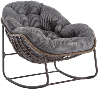 LVHOM Schaukelstuhl mit gepolstertem Kissen, Rattanstuhl mit Stahlrahmen, Lounge Sessel (Großformat B110.5cm x T94.5cm x H80cm,Dicke Kissen,160kg Tragfähigkeit, MEHRE FARBEN MEHRE OPTIONEN! Schaukelsessel umhüllendem Sitzgefühl & hoher Armlehne, 1 St),...