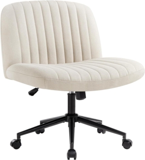 Bürostuhl ohne Armlehnen Höhenverstellbar Drehstuhl Stoffpolsterung Beige
