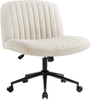 Bürostuhl ohne Armlehnen Höhenverstellbar Drehstuhl Stoffpolsterung Beige