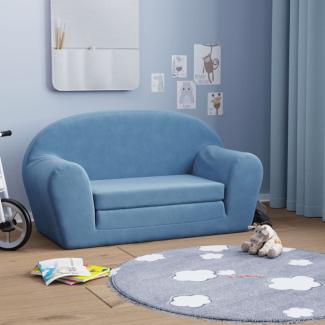 vidaXL Kinder-Schlafsofa 2-Sitzer Blau Weicher Plüsch 357002