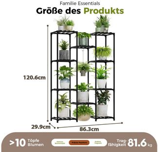 Bamworld Blumenständer Pflanzenständer Hoher Pflanzenstufen Pflanzenregal (1 St), Mehrstufiges Blumenregal für Außen (Terrasse/Balkon/Garten)