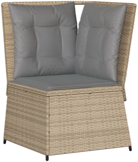 vidaXL Garten-Ecksofa mit Kissen Beige Poly Rattan 368985