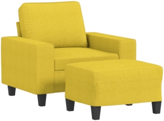 vidaXL Sessel mit Hocker Hellgelb 60 cm Stoff 3201148