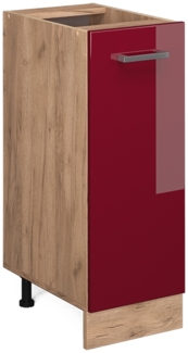 Vicco Küchenschrank Küchenzeile R-Line, Bordeaux Hochglanz, Apothekerschrank 30 cm, ohne AP