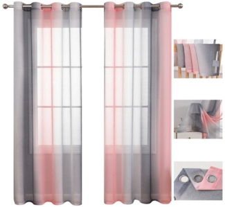 BTTO V&G Scheibengardine 1/2er Set Vorhang, Ösen Gardine Transparente Voile Fensterschal, (2 St), Vorhang Farbverlauf