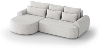 Beautysofa Ecksofa Olivio, mit Wellenunterfederung, Ecke gepolstert beige, mit Relaxfunktion, mit Bettkasten, aus Boucle-Stoff