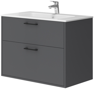 Vicco Badmöbel-Set Anthrazit 80 x 61.5 cm mit Waschbecken, Lanco